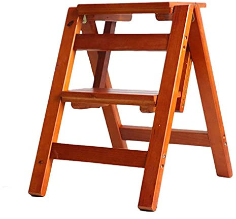 Escabeau pliable en bois massif avec housse antidérapante pour cuisine et usage domestique