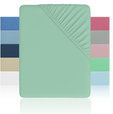 H HANSEL HOME Sábana Bajera Ajustable Cama 135 – Altura 28cm – Microfibra Suave y Transpirable – Sábanas Bajeras Ajustables - Sábana Bajera 135x190/200cm – Verde