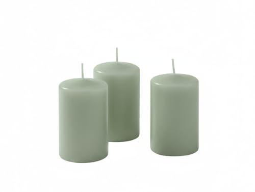 Set da 12 Ceri- Colore Verde Salvia - Linea Risthò - diametro 4 cm altezza 7 cm - Durata 12 ore - Cereria di Giorgio