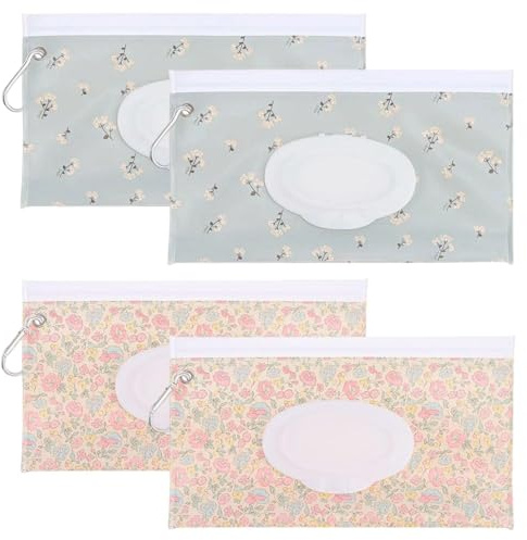 TIMJJG Bolsa De Toallitas Húmedas De 4 Piezas con Hebilla Cole, Caja De Almacenamiento De Toallitas Reutilizables para Bebés, Impermeable Y A Prueba De Polvo.