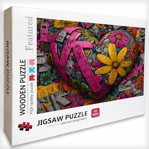 Hjärtpussel, 6 000 bitar vuxna, blompussel i trä, 179 x 105 cm, vuxna pedagogiskt spel utmaning gåta med en utsökt förpackningslåda, avslappnande spelkollektion, för sovrumsdekoration, M-8201