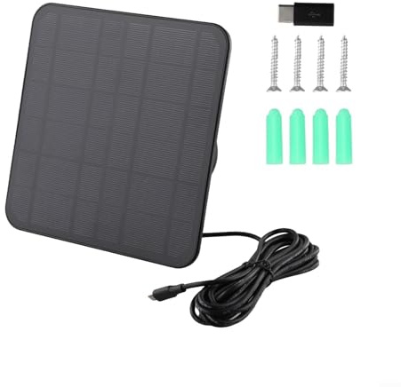 Solpanelsladdare för Ring Video Doorbell 4/3/2 och batteri dörrklocka Plus, 5 W linje silikon med 10 ft kabel, IP65 vattentät för utomhusströmförsörjningssats (svart)