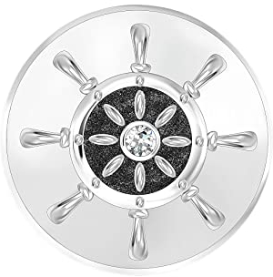 ANDANTE Chunk Click-Button Druckknopf ** Ruder Schiff Steuerrad mit Kristall ** für Chunk-Armbänder, Chunk-Ringe, Chunk-Schlüsselanhänger und andere Chunk-Accessoires + Organzasäckchen