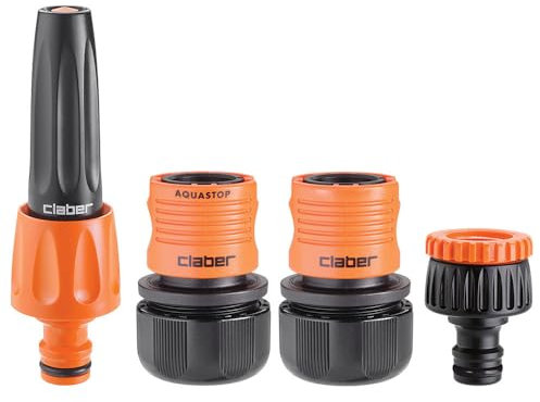 Claber Starter Kit Ø 3/4”, Set Lancia e raccordi Automatici irrigazione Giardino per Tubo da 3/4 (19 mm)