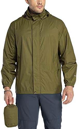 33,000ft Packable Rain Jacket Men's Lightweight Waterproof Rain Shell Jacket Raincoat with Hood for Golf Cycling Windbreaker