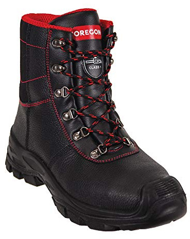 Oregon Sarawak Class 1 Leather Chainsaw Protective Boots, UK Size 12 | Metal Toe Cap, Professional Recommended, Water Resistant, Anti Static, Safety Work Boot