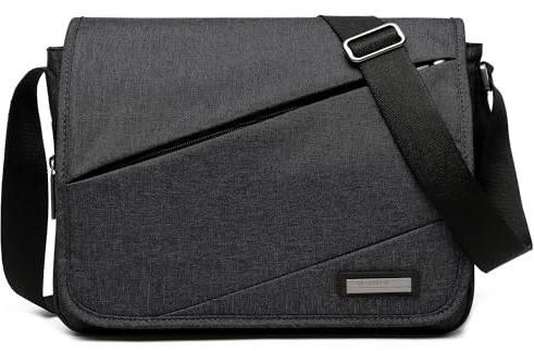 VARLIVOO Homme Sacs Bandoulière Sac d'épaule Sac Messager pour Hommes Sacs pour Ordinateur Portable 13 Commuer Travail L'école Polyester Noir
