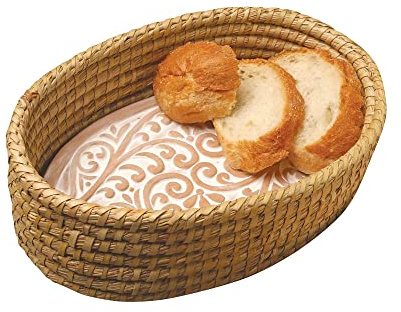 Bread Warmer Basket with Stone - Bread Baskets for Serving Tortilla, Sourdough Maker, House Warming Gifts New Home, Terracotta, Bakers Gift for Kitchen, Women, Men, Birthday, Hostess Farmhouse