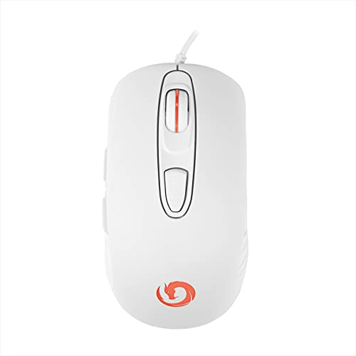 Nuwo Loki - Ratón para Juegos con Cable USB, ratón óptico para PC portátil, ergonómico, 6 Botones programables, 4 dpi Ajustable (800/1200/1800/2400), 7 Colores LED - Blanco