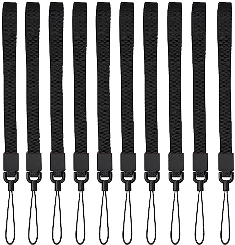 YOUOWO Wrist Lanyard, Hand Strap 10 Pcs Nylon Lanyard Straps, For Keys Phone Camera USB Wallet ID Name Tag Badge Whistle Walkie-talkie (10 Black - Combination 1)