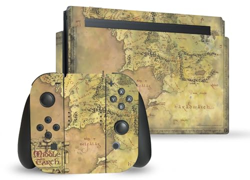 Head Case Designs Offizielle The Lord of The Rings The Fellowship of The Ring Karte Der Mittelerde Grafik Kunst Vinyl Haut Gaming Aufkleber Abziehbild kompatibel mit Switch & Dock & Joy-Con Bundle