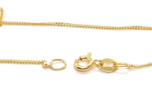 Markylis - Solid Italian18ct Gold on Sterling Silver Necklace Curb Link Chain for Women and Ladies - 1mm - 22inch - 22