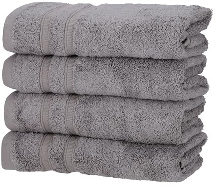 one-home 4er Pack Handtücher 50x100 cm Baumwolle Weich Frottee Uni Saugfähig Handtuch, Farbe:anthrazit