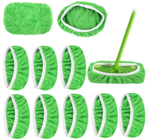 8 Stück Bodentücher für Swiffer, Mehrweg Flachmopptuch 25,4x11,5cm, Bodenwischer Nass für Swiffer Sweeper Dust Mop, Tuch Waschbar Wischmopp Bezug für die Reinigung von Hartböden, Holzböden, Mop Pads