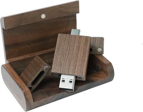 Yaxiny Chiavetta USB C da 16GB in Legno di Noce - OTG Pen Drive Tipo C per Smartphone Android - USB 2.0 e C