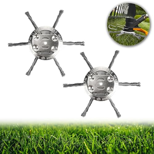 Grasschneidekopf Aus Stahldraht,2 Stücke Unkrautbürste Freischneider,Stahldraht-Rasentrimmerkopf,Drahtbürste mit Kegelform entfernt mühelos Unkraut und Moos(6 Köpfe)