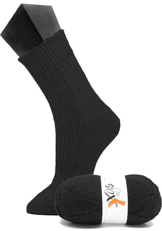 ElbSox Pier 4 gomitoli di lana per calze, 100 g, con una lunghezza di circa 420 m, è sufficiente per un paio di calzini fino alla taglia 46, colore 001, nero ancora