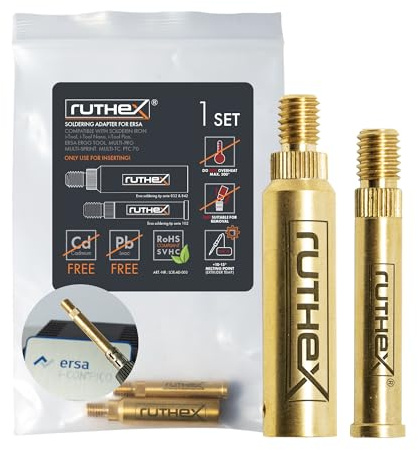 ruthex 2 x lödspetsar adapter ERSA serie 832, 842 & 102 – lödkolvspets kompatibel med ERSA lödkolv i-Tool Pico, PTC 70 för ruthex lödspetsar för insättning av gänginsatser i 3D-tryck