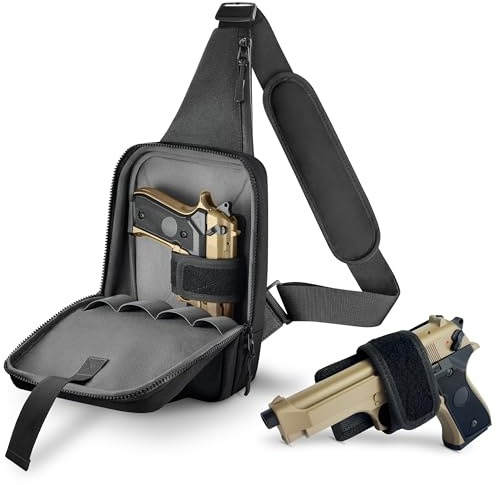 ARMORWERK Premium Carry Sling Bag for Men with Quick Access Pull Tab and 4 Accessory Slots — CCW Sling Bag for Men with Waterproof Heavy Duty Zippers — Durable Adjustable Holster Included