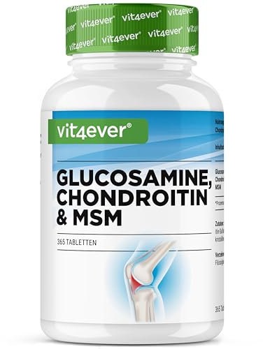 Glucosamina Condroitina MSM - 365 compresse - Dosaggio elevato con 2000 mg al giorno - Fornitura per 3 mesi - Senza additivi indesiderati
