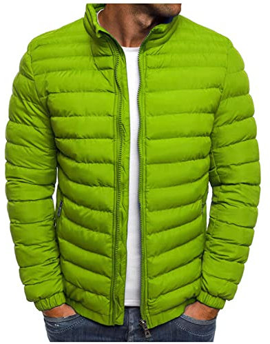 EMATOP Herren Leichte Steppjacke Casual Langarm Jacke Warm Sportlich Daunenjacke Mode Stehkragen Winterjacke Outdoor Einfarbig Wintermantel mit Taschen Baumwolljacke Winddicht Bequemes Mantel