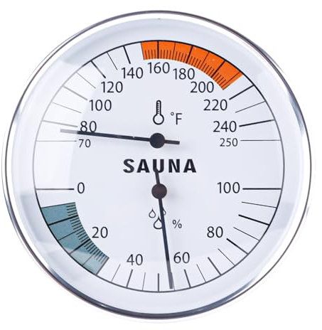 BOXOB Termometro per Sauna, 2 in 1 Termometro per Sauna Fahrenheit e Igrometro Montaggio a Parete per Stanza Sauna Monitor della Temperatura e Dell'Umidità Interna Sauna a Vapore Accessori