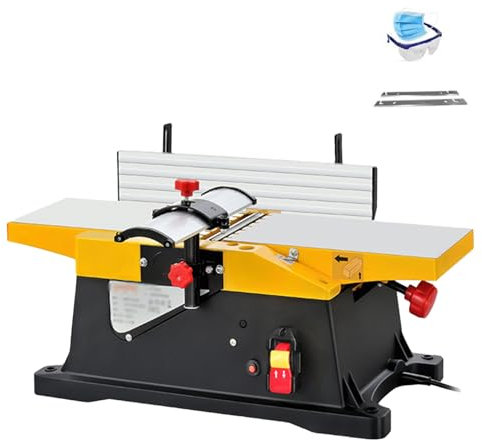 Cepilladora de sobremesa eléctrica, cepilladora multifuncional de 6 pulgadas para carpintería, protector de cuchilla ajustable, protección contra sobrecarga, cepilladora de sobremesa resistente