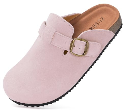 Dokela Sabots Enfant Ajustables Chaussons de Jardin Fille Mules Liège Pantoufles Garçon Sabots Douces Maison Chaussures Antidérapantes,Rose,36EU