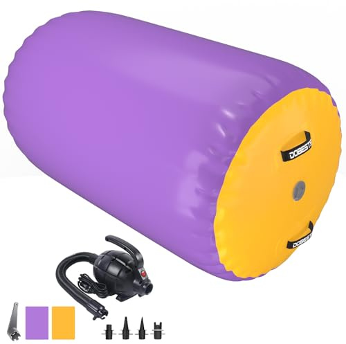 DOBESTS Air Track Colchoneta Gimnasia artistica 2/3/4/5/6m Hinchable 10/15/20cm gruesa, Colchoneta Deportiva con Bomba, tumbling gimnasia de Uso doméstico/Fitness/Yoga (morado y amarillo, 100x60 cm)