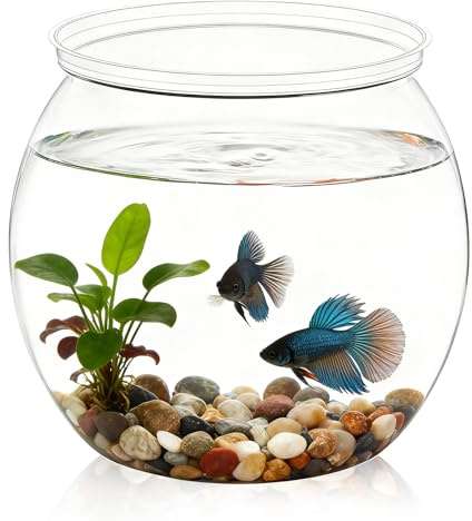 Mini aquarium rond en plastique transparent pour bonsaï, pour tortues, poissons rouges, petits poissons rouges (780 g)