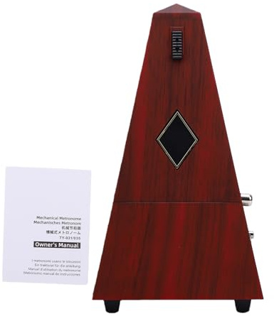 Dpofirs Mekanisk Metronom, Metronom i Tornstil med Solid Mässingsrörelse och Gångjärn för Pianogitarrtrumma, Högt Exakt Taktslag, 40 Till 208 BPM, Justerbara Accentlägen (Redwood korn)