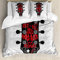 ABAKUHAUS Gitarre Bettbezug Set, Blues Pop Hard Rock, Milbensicher Allergiker geeignet mit Kissenbezügen, 200 cm x 200 cm - 80 x 80 cm, Vermilion Schwarz Weiß