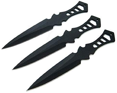 KOSxBO® Set 3er Schwarze Darts Wurfmesser NO Spin Edition hochwertige Kunai Messer inkl Nylon Scheide und Gürtelclip