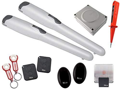 Nice Wingo 2024 Drehtorantrieb 2-flüglig + 2 Stück 2-Befehl Handsender FLO2RE + Lichtschranken BF + Warnlicht ELDC EADAMS Set 5in1