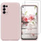 YiKaDa - Funda Compatible con Find X3 Lite 5G + [2 Unidades] Cristal Templado Protector de Pantalla, Cáscara Suave de Silicona TPU Líquida - Rosado