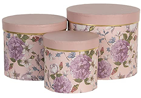 Clayre & Eef Hutschachtel (Set 3 Stück) Ø 20x17 / Ø 17x15 / Ø 14x13 cm rosa 64742