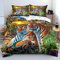 Gnomvaie Bettwäsche Tier 3D Tiger Thema 135x200 Grün Pflanze Weiß Bettbezug Weich Mikrofaser mit Reißverschluss und Kissenbezug 80x80cm