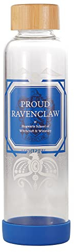 Harry Potter Glass Water Bottle - 500ml - Proud Ravenclaw - Reusable Water Bottle - Water Bottle Glass Ravenclaw Gifts