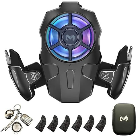 Mikirini 11 in 1 PUBG Mobile High Frequency Triggers with cooling fan, PUBG Mobile Phone Game Controller with cooler for PUBG/Fortnite/Call of Duty, 40 Shots per second (Max) (Memo)