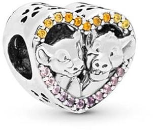 The Charmery Charcacter Charm Simba and Nala Heart Charm 925 Sterling Silver Compatible with Pandora Charms,and Many Other UK Charm Bracelets.