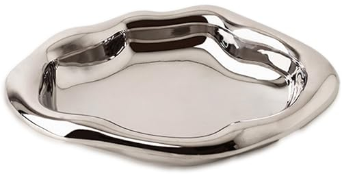 Plateau à Bijoux en Céramique Plateau Bijoux Argenté Minimaliste Plat à Bijoux Plateau à Clés Décoration de Vanité pour Femmes et Filles Plat décoratif pour la Décoration de la Maison (Irrégulier)