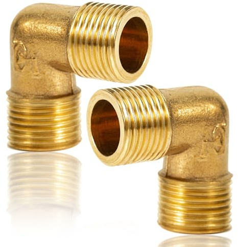2 unidades de latón angulares de 90 grados, 1 pulgada AG a 1 pulgada AG, ángulo de tubo DN25, arco de latón de 90°, rosca exterior de 1 pulgada x rosca exterior de 1 pulgada, accesorios sanitarios,