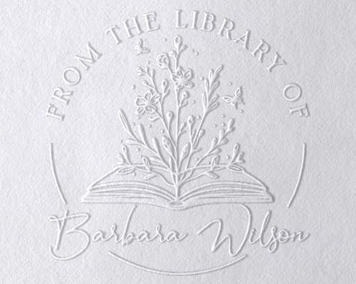 Stamp by Me – Sello para Libros en Relieve Personalizado | Embosador de Libros Ex Libris | Tamaño 10 x 10 cm | Diámetro de 40 mm | 5 Diseños Personalizables con Nombre | Marcador en Seco Elegante