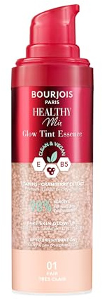Bourjois Healthy Mix, 01 Fair, Glow Tint Essence, Effetto Filtro Pelle Nuda, Finish Luminoso, Idratante Colorato, Texture Rinfrescante, Formula Vegana e Clean, 30 ml