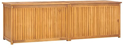 Gecheer Scatola da giardino, 175 x 50 x 55 cm, in legno massiccio di teak, scatola di immagazzinaggio per esterni, organizer per attrezzi da giardino, cassapanca per cuscini per balcone, piscina