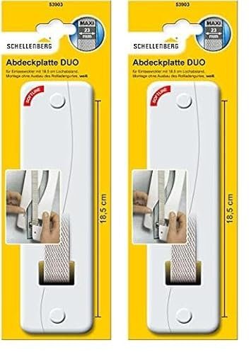 Schellenberg 53903 Rolladengurt Abdeckung Lochabstand 18,5 cm, einfache Montage ohne Ausbau des Gurtband, Abdeckplatte DUO Maxi, für Gurtwickler und Einlasswickler, weiß (Packung mit 2)