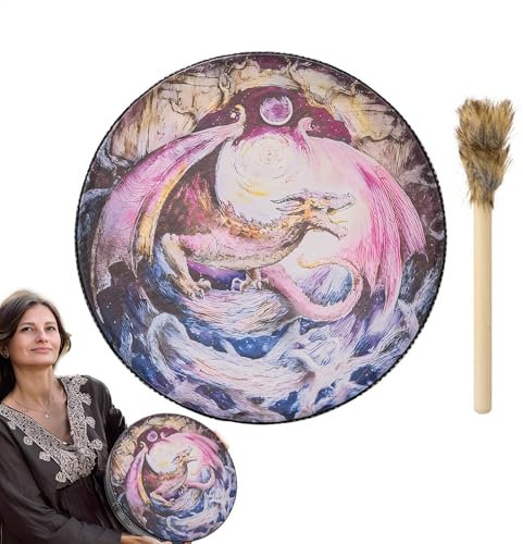 Schamanische Handtrommel, Meditationstrommel, Klangbadinstrumente, traditionelles schamanisches Fass, baut rhythmische Meisterschaft auf, immersive Erfahrung, 25 x 25 cm, für Erwachsene