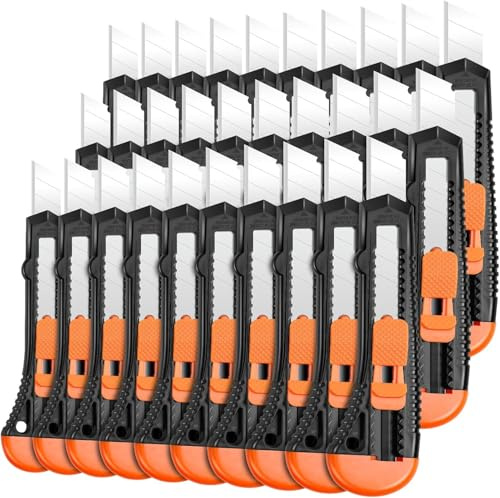 EXTRAPINS 50 Stück Cuttermesser, 18mm Profi Cattermesser, Robuste Teppichmesser mit Sicherheitslock,Cutter Messer, Kartonmesser, Allzweckmesser Zum Schneiden von Papier, Karton