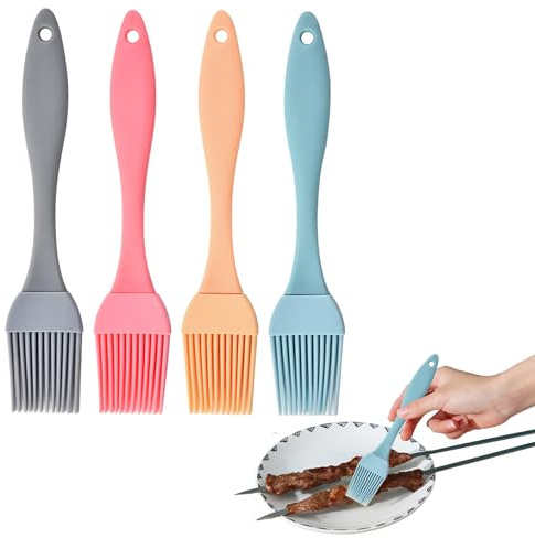 4 pinceles de silicona para cocina, pinceles de cocina, pinceles de repostería, pinceles de silicona para hornear, alimentos, silicona, pinceles de cocina, accesorios para hornear, cepillo de cerdas