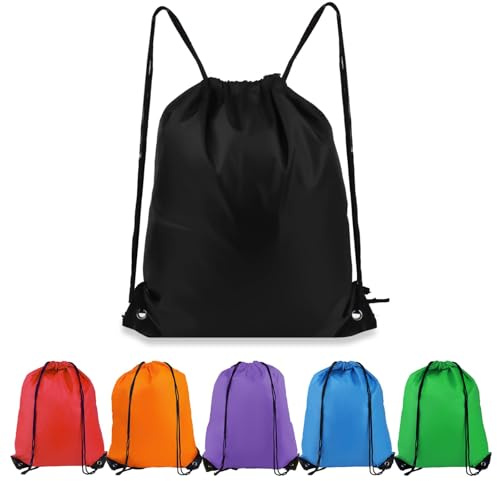 IHLOOTD Sac à Dos Cordon Etanche 6 Pièces Sac a Dos Leger avec Cordon Sac de Plage Personnalisée Sacs de Sport à Cordon Grande Capacité pour Enfants, Adultes, Sports, Fitness (A)